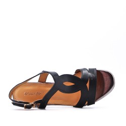 Grande Taille 38-42 - Sandale à talon en simili cuir