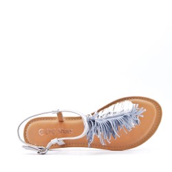 Sandale plat en mix matière pour femme