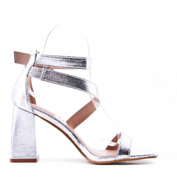 Faux leather heeled sandal