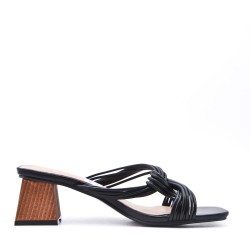 Faux leather heeled sandal