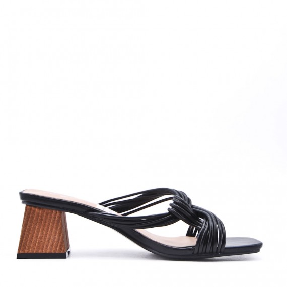 Faux leather heeled sandal