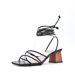 Faux leather heeled sandal