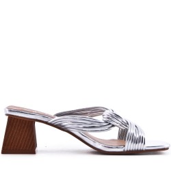 Faux leather heeled sandal