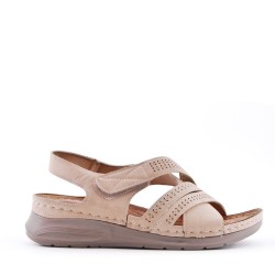 Faux leather wedge sandal