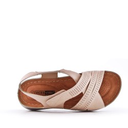 Faux leather wedge sandal