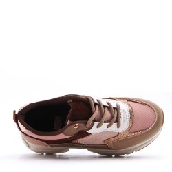 Basket mix matière à lacet pour femme