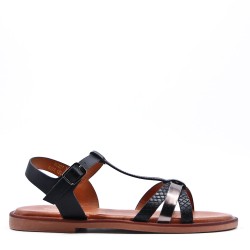 Flat sandals in a material mix for women