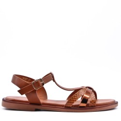 Flat sandals in a material mix for women