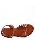 Flat sandals in a material mix for women