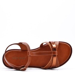 Flat sandals in a material mix for women