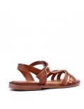 Flat sandals in a material mix for women