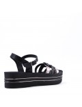 Mixed material wedge sandal