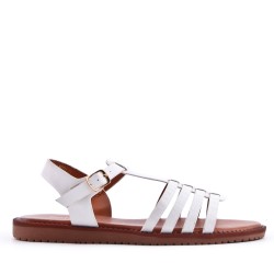 Flat sandals in a material mix for women