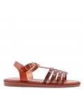 Flat sandals in a material mix for women