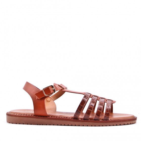 Flat sandals in a material mix for women