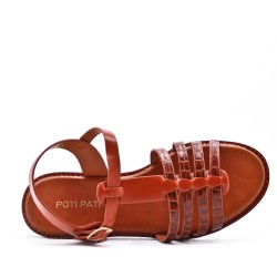 Flat sandals in a material mix for women