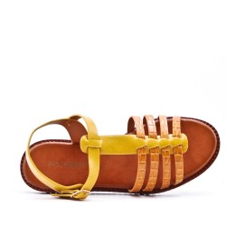 Flat sandals in a material mix for women