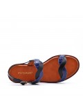 Flat sandals in a material mix for women