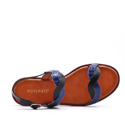 Flat sandals in a material mix for women