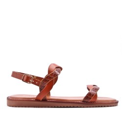 Flat sandals in a material mix for women