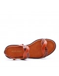 Flat sandals in a material mix for women