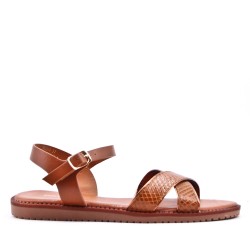 Flat sandals in a material mix for women