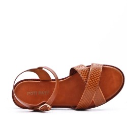 Flat sandals in a material mix for women