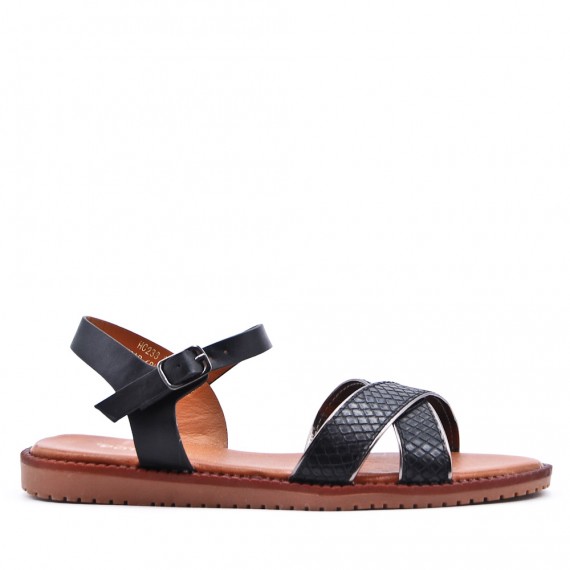 Flat sandals in a material mix for women