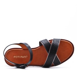 Flat sandals in a material mix for women