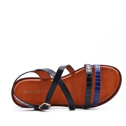 Flat sandals in a material mix for women