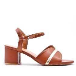 Large Size 38-42 - Heeled faux leather sandal