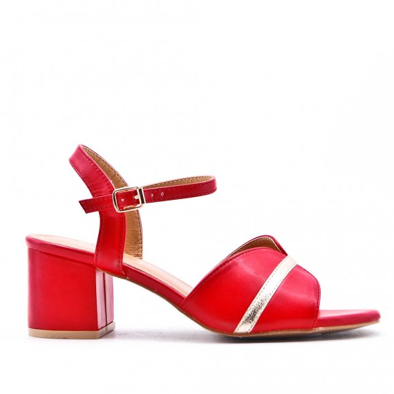 Large Size 38-42 - Heeled faux leather sandal