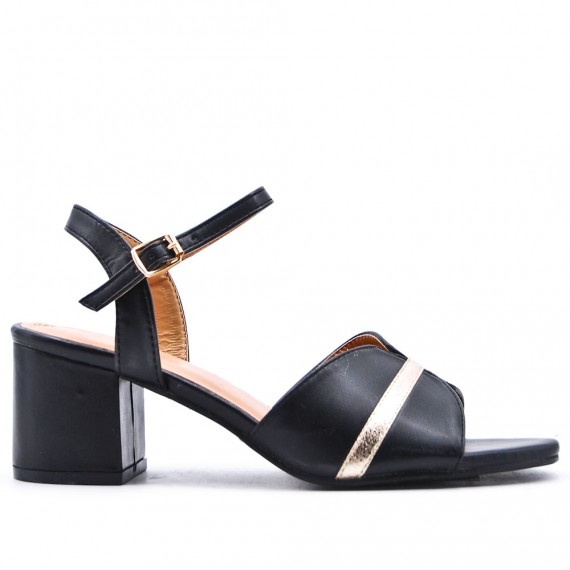 Large Size 38-42 - Heeled faux leather sandal