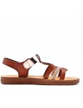 Flat sandals in faux leather for women