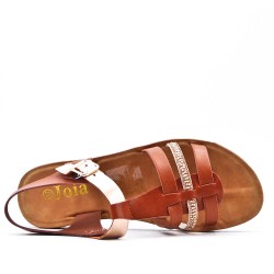 Flat sandals in faux leather for women