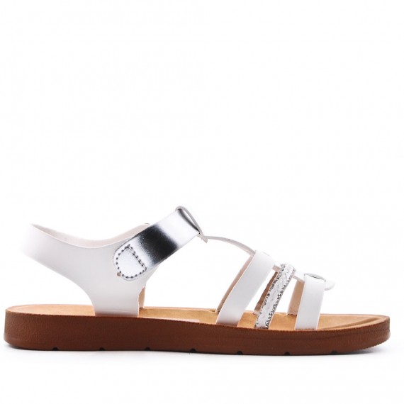 Flat sandals in faux leather for women