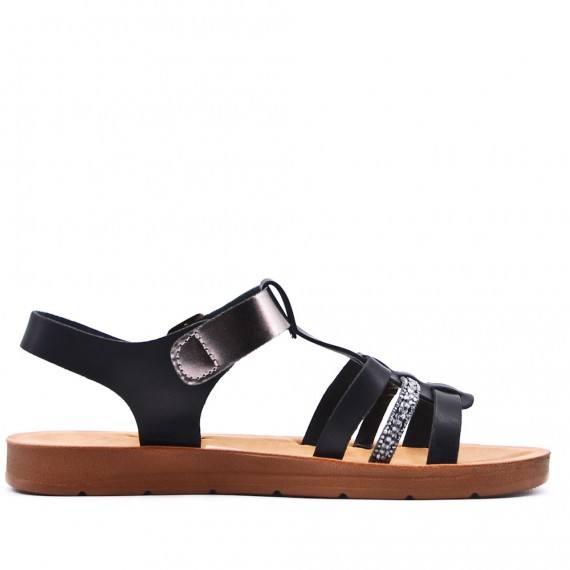 Sandale plat en simili cuir pour femme