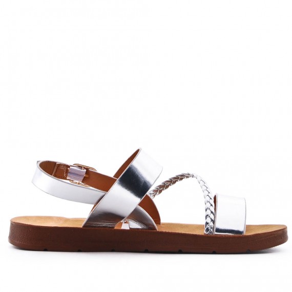 Flat sandals in faux leather for women