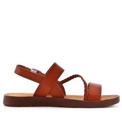 Flat sandals in faux leather for women