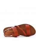 Flat sandals in faux leather for women