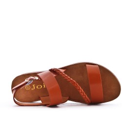 Flat sandals in faux leather for women