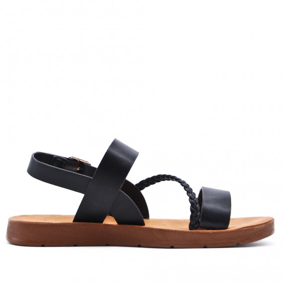 Flat sandals in faux leather for women