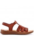 Flat sandals in faux leather for women