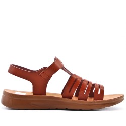 Flat sandals in faux leather for women