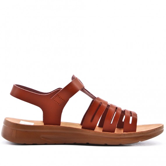 Flat sandals in faux leather for women