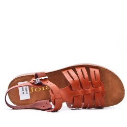 Flat sandals in faux leather for women