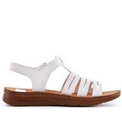 Flat sandals in faux leather for women