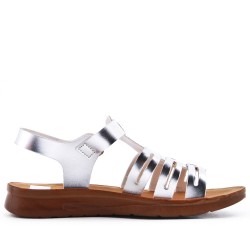 Flat sandals in faux leather for women