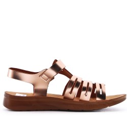 Sandale plat en simili cuir pour femme