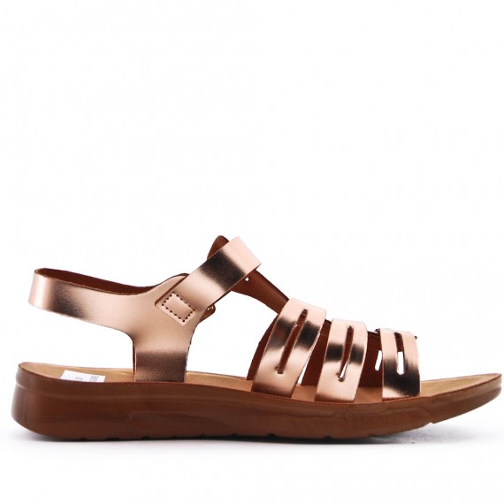 Flat sandals in faux leather for women